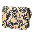 Chanel CC Logo Quilted Checkered Flag Mini Chain Shoulder Bag Beige Cotton — view 2