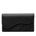 Dior Oblique Saddle Wallet Black Canvas Leather