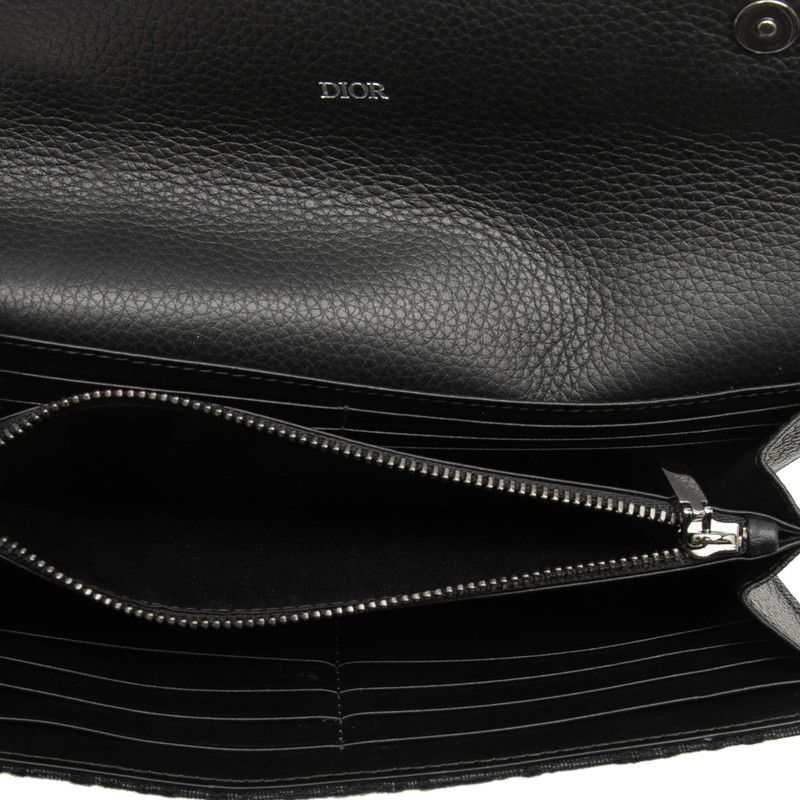 Dior Oblique Saddle Wallet Black Canvas Leather — view 4