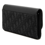 Dior Oblique Saddle Wallet Black Canvas Leather — view 2