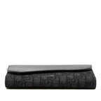 Dior Oblique Saddle Wallet Black Canvas Leather — view 3