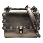 Fendi Canai Chain Shoulder Bag Silver Leather