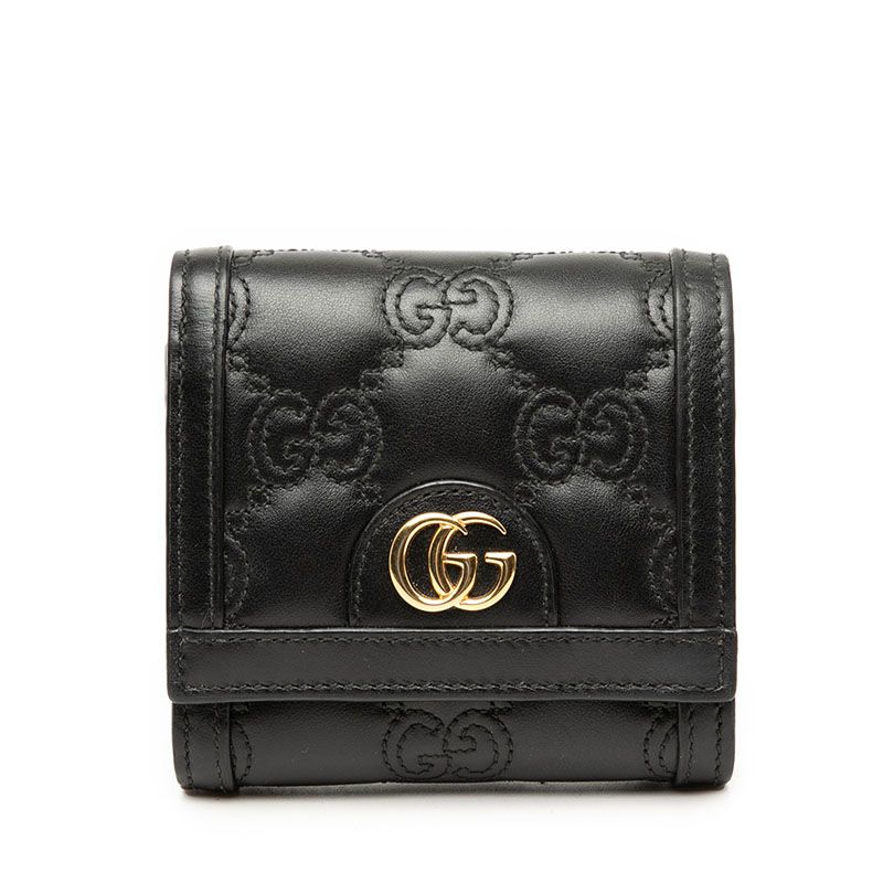 Gucci GG Matelasse Logo Bifold Wallet Black Leather 1