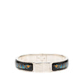 Hermes Enamel PM Location Cloisonne Bangle Silver Black Blue Bracelet