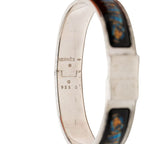 Hermes Enamel PM Location Cloisonne Bangle Silver Black Blue Bracelet — view 4