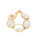 Chanel CC Logo Bangle Gold White Plated Bracelet