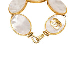 Chanel CC Logo Bangle Gold White Plated Bracelet — view 5