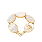 Chanel CC Logo Bangle Gold White Plated Bracelet — view 3