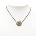 Chanel Camellia CC Logo Necklace Silver Metal Rhinestone 1 — view 6