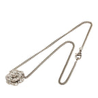 Chanel Camellia CC Logo Necklace Silver Metal Rhinestone 1 — view 3