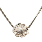 Chanel Camellia CC Logo Necklace Silver Metal Rhinestone 1 — view 2