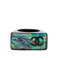 Chanel CC Logo Ring Black Blue Plastic