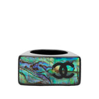 Chanel CC Logo Ring Black Blue Plastic