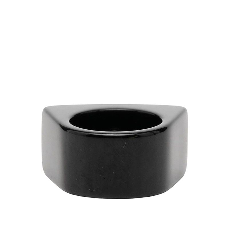 Chanel CC Logo Ring Black Blue Plastic