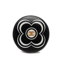Chanel CC Logo Flower Motif Ring Black Plastic