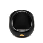 Chanel CC Logo Flower Motif Ring Black Plastic