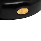 Chanel CC Logo Flower Motif Ring Black Plastic