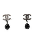 Chanel CC Logo Earrings Silver Black Metal 1
