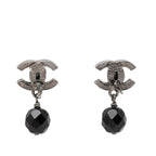 Chanel CC Logo Earrings Silver Black Metal 1 — view 2