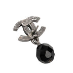 Chanel CC Logo Earrings Silver Black Metal 1 — view 3