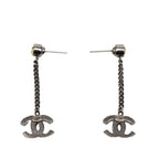 Chanel CC Logo Earrings Silver Yellow Metal Rhinestone 1 — view 2