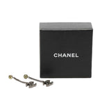 Chanel CC Logo Earrings Silver Yellow Metal Rhinestone 1 — view 4