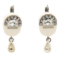 Chanel Logo Earrings Silver White Metal Rhinestone 1
