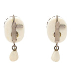 Chanel Logo Earrings Silver White Metal Rhinestone 1 — view 2