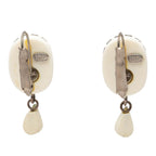 Chanel Logo Earrings Silver White Metal Rhinestone 1 — view 3