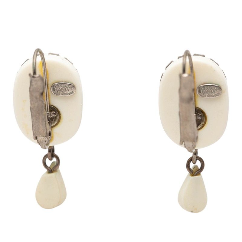 Chanel Logo Earrings Silver White Metal Rhinestone 1 — view 3