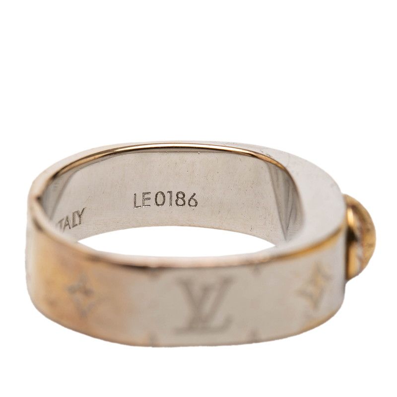 Louis Vuitton Nanogram Ring S Silver Gold Metal Plated