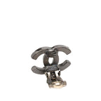 Chanel CC Logo Earrings Silver Green Metal Rhinestone 1 — view 3