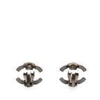 Chanel CC Logo Earrings Silver Green Metal Rhinestone 1 — view 2