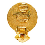 Chanel CC Logo Round Circle Vintage Earrings Gold Beige Plated Resin 1 — view 3
