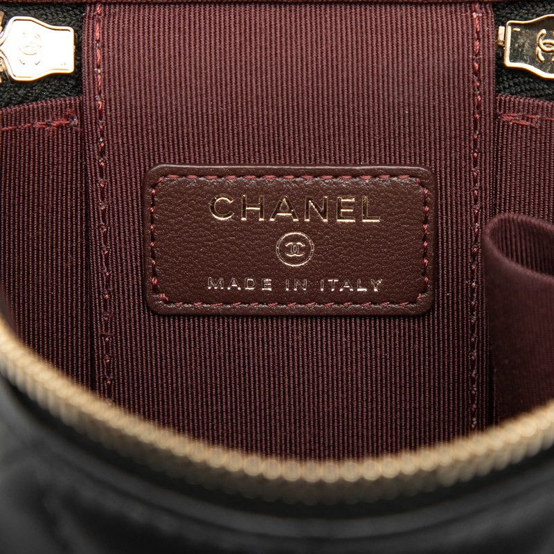 Chanel CC Logo Quilted Mini Vanity Chain Shoulder Bag Black Lambskin — view 5