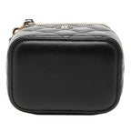 Chanel CC Logo Quilted Mini Vanity Chain Shoulder Bag Black Lambskin — view 3