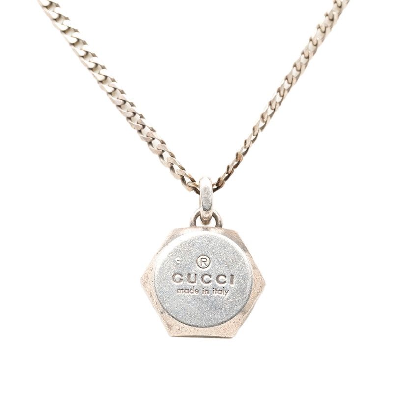 Gucci Hexagon Pendant Necklace Silver