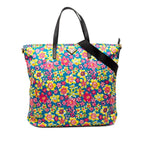 Prada Floral Tote Shoulder Bag 2-Way Blue Pink Multicolor Nylon Leather