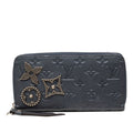 Louis Vuitton Monogram Empreinte Zippy Wallet Flower Studs Marine Metal