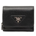 Prada Trifold Wallet Mini Black Vitello Daino Leather