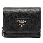 Prada Trifold Wallet Mini Black Vitello Daino Leather