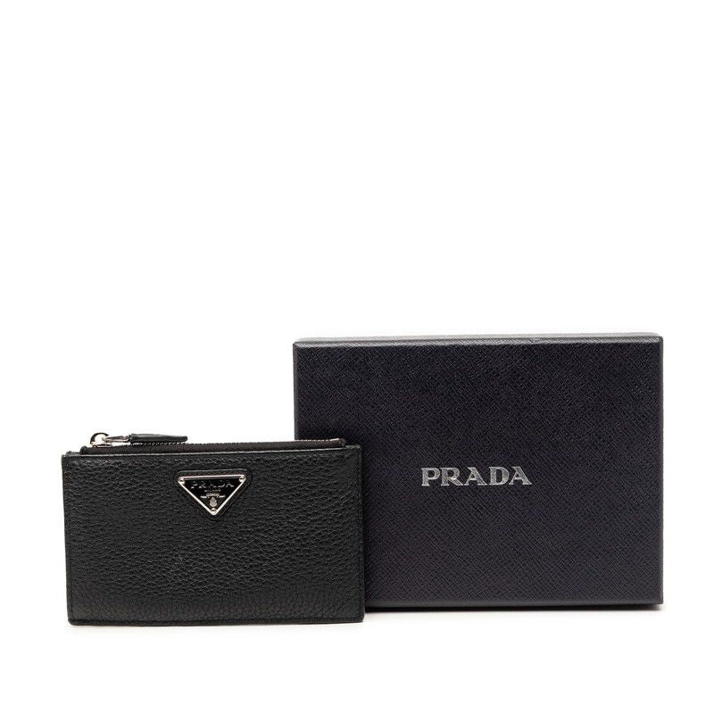 Prada Card Case Coin Fragment Black Leather — view 6