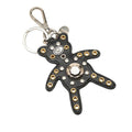 Prada Bear Studs Bag Charm Key Holder Black Multicolor Saffiano Leather