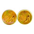 Chanel CC Logo Camellia Heels Vintage Earrings Orange Aurora Plated Resin 1 — view 2
