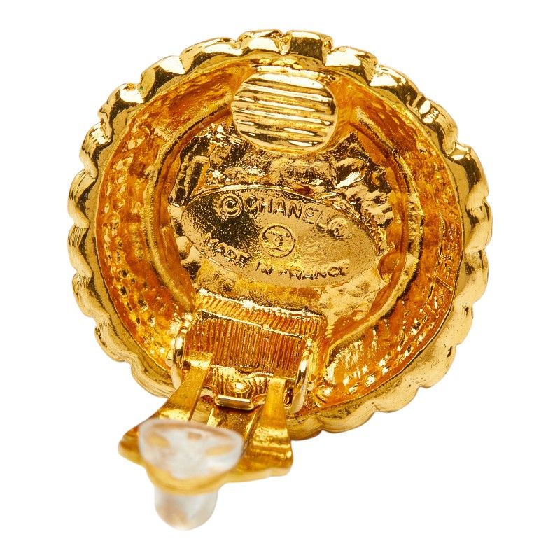 Chanel CC Logo Earrings Gold Plated Stone 1 — view 3