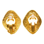 Chanel CC Logo Diamond Vintage Earrings Gold Plated 1 — view 2