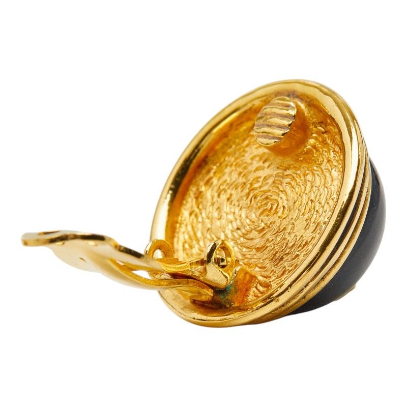 Chanel CC Logo Round Circle Earrings Gold Plated 1 — view 4