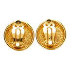 Chanel CC Logo Round Circle Earrings Gold Plated 1 — view 2