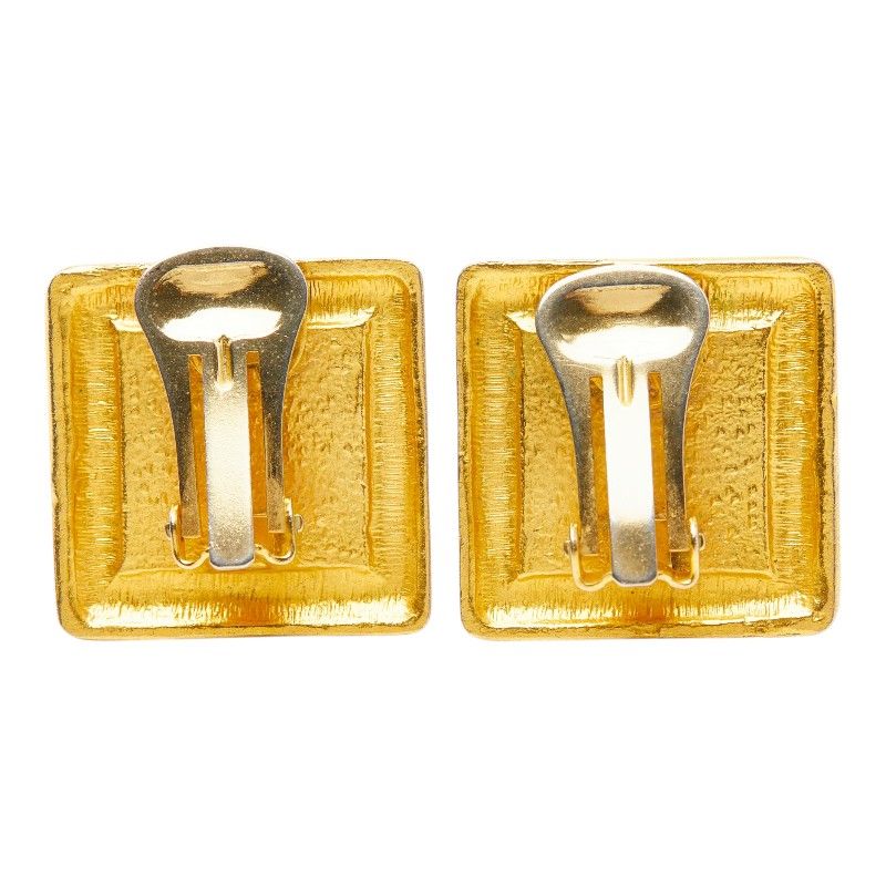 Celine Square Earrings Gold Plated Enamel 1 — view 3