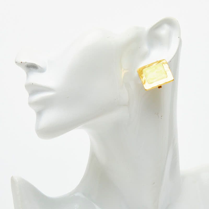 Celine Square Earrings Gold Plated Enamel 1 — view 5